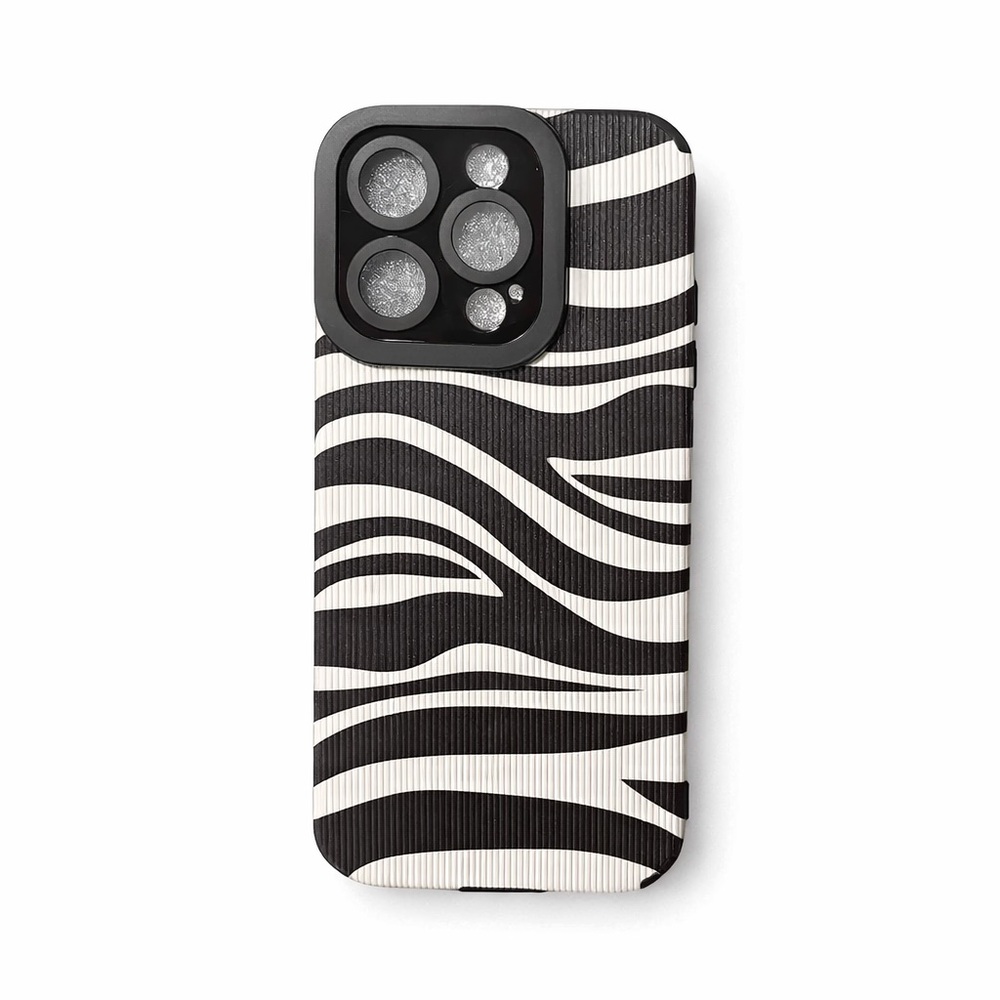 iPhone Phone Case Vertical Grain PU Leather Texture Zebra Pattern